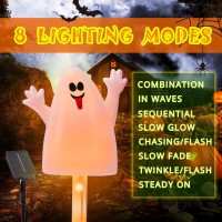 5 Pack Halloween Solar Lights 8 Modes Multicolour Ghost Garden Stake Lights Waterproof Outdoor Halloween Decorations For Yard