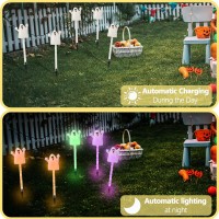 5 Pack Halloween Solar Lights 8 Modes Multicolour Ghost Garden Stake Lights Waterproof Outdoor Halloween Decorations For Yard