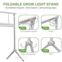 Ipower 150W 4 Feet Dimmable Led Grow Light With Foldable Stand Rack For Indoor Hydroponic Seed Starting Plant Propagation Silve