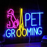 Pet Grooming Neon Sign Dimmable Led Pink Cat Dog Animal Neon Light For Wall Decor Pet Light Up Sign Powered By Usb For Pet Shop