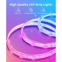 Odcolour 50Ft Outdoor Waterproof Led Light Strips 12V Outdoor Rgb Led Strip Lights With Bluetooth Music Sync App Remote Christ