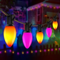 Orange And Purple Halloween Lights Outdoor 25Ft Waterproof Led Orange Purple Lights String With 27 C7 Led Bulbs2 Spare Hallowe