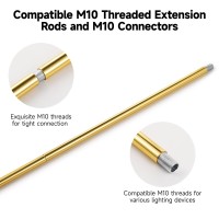 Lnrueg Bright Gold M10 Threaded Extension Rod 10 Pcs 12 Inches Threaded Extension Rod For Pendant Light Island Lighting Chand