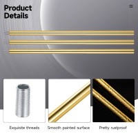 Lnrueg Bright Gold M10 Threaded Extension Rod 10 Pcs 12 Inches Threaded Extension Rod For Pendant Light Island Lighting Chand