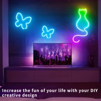 Segrass Led Neon Lights Strip 50Ft Dc 24V Rgb Led Neon Light Strip App Remote Controls Control Flexible Outdoor Waterproof Neon