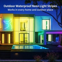 Segrass Led Neon Lights Strip 50Ft Dc 24V Rgb Led Neon Light Strip App Remote Controls Control Flexible Outdoor Waterproof Neon