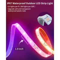 Odcolour 99Ft 600 Lights Outdoor Led Strip Lights Waterproof 24V Rgb Outdoor Lights Bluetooth App Remote Music Sync Rope Light