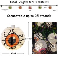 Halloween Eyeball Lantern String Lights 85Ft Spooky Lantern Led Lights With 10 Novelty Eyeball Printed Lanterns For Halloween