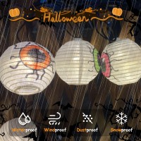 Halloween Eyeball Lantern String Lights 85Ft Spooky Lantern Led Lights With 10 Novelty Eyeball Printed Lanterns For Halloween