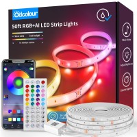 Odcolour 49Ft Rgbai Lights Outdoor Led Strip Lights Waterproof 24V Outdoor Lights Bluetooth App Remote Music Sync Rope Lights