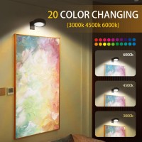 3 Pack Battery Powered Painting Lights Magnetic Wireless Picture Lights 20Rgb Colors Lighting Modes Dimmable Timer Painting L