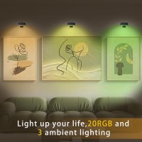 3 Pack Battery Powered Painting Lights Magnetic Wireless Picture Lights 20Rgb Colors Lighting Modes Dimmable Timer Painting L