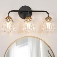 Vintage 3 Light Vanity Light Black And Gold Bathroom Vanity Light Fixtures Bathroom Light Fixtures With Glass Shade Antique V