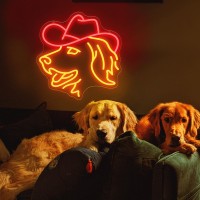 Zlooree Golden Retriever Neon Signs For Wall Decor Cute Dog With Cowboy Hat Led Light Up Sign For Pet Shop Bedroom Home Party D