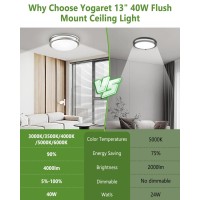 Yogaret 13Inch Flush Mount Ceiling Light Fixture 4000Lm Super Bright Bedroom Light Fixtures 5Cct Adjustable Ceiling Lights Br