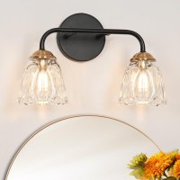 Antique 2 Light Bathroom Light Fixtures Black And Gold Vanity Lights For Bathroom Vanity Light Fixture With Clear Glass Vinta