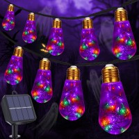 Solar Halloween Lights Outdoor 20Ft Black Hemp Rope Halloween String Lights Waterproof Orange Purple Green Strig Lights Wi