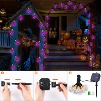 Solar Halloween Lights Outdoor 20Ft Black Hemp Rope Halloween String Lights Waterproof Orange Purple Green Strig Lights Wi