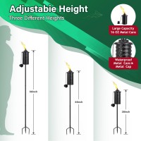 Snogswog Citronella Torches For Outside Set Of 4 16 Oz Outdoor Garden Torches With 3Prong Grounded Stake 59 Inch Metal Torch