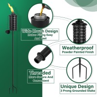 Snogswog Citronella Torches For Outside Set Of 4 16 Oz Outdoor Garden Torches With 3Prong Grounded Stake 59 Inch Metal Torch