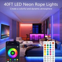 Httpsmp 2X 20Ft Neon Rope Lights Flexible Led Rope Lights Control With Appremote Multiple Modes Rope Lights Ip67 Outdoor Waterp