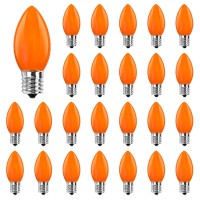 Abeja 25 Pack C9 Halloween Replacement Light Bulbs Orange Ceramic Christmas Lights For Halloween Outdoor Patio Indoor Xmas Stri