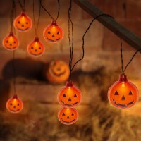 Abeja Halloween Pumpkin String Lights 85Ft Halloween String Lights With 10 Smiling Jack O Pumpkins Lights Plug In Outdoor Ora