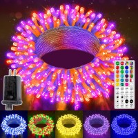 Ollny Rgb Christmas Lights 100 Leds 33 Ft Clear Wire 130 Modes Color Changing Connectable Christmas Tree Lights With Remote Ti