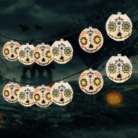 Abeja Halloween Lantern String Lights 85Ft Grimace White Nylon Lantern Lights With 10 Mini Led Bulbs Connectable Halloween La