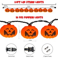 Abeja Halloween Pumpkin String Lights 85Ft Pumpkin Orange String Lights With 10 Jackolantern Lights Bat Face Pumpkin Lights