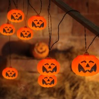 Abeja Halloween Pumpkin String Lights 85Ft Pumpkin Orange String Lights With 10 Jackolantern Lights Bat Face Pumpkin Lights