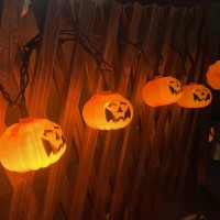 Abeja Halloween Pumpkin String Lights 85Ft Pumpkin Orange String Lights With 10 Jackolantern Lights Bat Face Pumpkin Lights