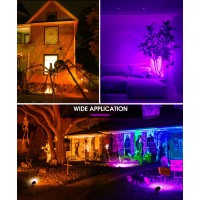 Lohas Orange And Purple Halloween Lights Outdoor Auto Onoff 2 Pack Led Spotlights For Yard 5W 120V Landscape Lighting For Fo