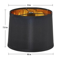 Set Of 2 Drum Lamp Shade 9 Top X 10 Bottom X 712 High Spider Silk Look Black Color For Medium Size Table Lamps Wall