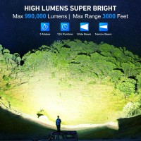 Rechargeable Flashlights High Lumens 990000 Lumen Super Bright Led Flashlight With 5 Modes Ipx7 Waterproof Powerful Handheld