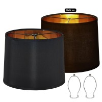 Set Of 2 Drum Lamp Shade 116 Top X 126 Bottom X 911 High Spider Black Silklook For Table Lamps Floor Lamps Replacem