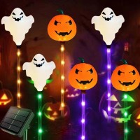 Fcysy Solar Powered Halloween Decorations Lights 6 Pcs Solar Halloween Pumpkin Ghosts Pathway Lights Halloween Party Garden D