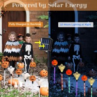 Fcysy Solar Powered Halloween Decorations Lights 6 Pcs Solar Halloween Pumpkin Ghosts Pathway Lights Halloween Party Garden D