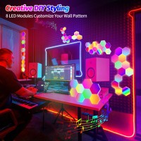 Hervika 12 Pack Diy Hexagon Led Lights Music Sync Hexagon Lights For Wall Led With App Remote Smart Rgb Hexagon Light Panels