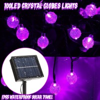 Lomotech Purple Solar Halloween Lights 72Ft 100 Led Halloween Globe Lights 8 Modes Waterproof Halloween Lights For Halloween D