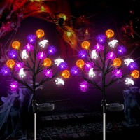 Halloween Decorations Outdoor Solar Lights 2 Pack Halloween Lights Outdoor Solar Lights Waterproof With 20 Led Ghosts Bats Spid