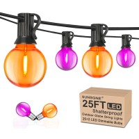 G40 Led Outdoor Halloween String Lights 25Ft Globe String Lights With 27 Led Shatterproof Clear Orange Purple Lights2 Spare W