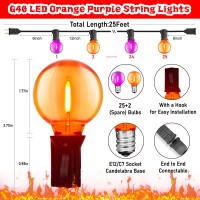 G40 Led Outdoor Halloween String Lights 25Ft Globe String Lights With 27 Led Shatterproof Clear Orange Purple Lights2 Spare W