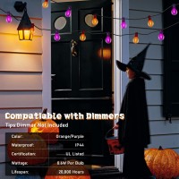 G40 Led Outdoor Halloween String Lights 25Ft Globe String Lights With 27 Led Shatterproof Clear Orange Purple Lights2 Spare W