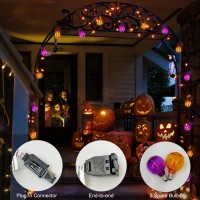 G40 Led Outdoor Halloween String Lights 25Ft Globe String Lights With 27 Led Shatterproof Clear Orange Purple Lights2 Spare W