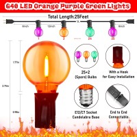 Halloween Globe Outdoor String Lights 25Ft G40 Led String Lights With 27 Led Shatterproof Clear Orange Green Purple Lights2 Sp