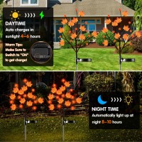 2 Pack Solar Outdoor Lights Fall Decor Thanksgiving Decorations Outdoor Solar Lights With 3D Maple Pumpkin Lights 2 Modes Fall