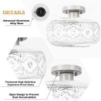 Semi Flush Mount Ceiling Light Brushed White Oak Vintage Kitchen Ceiling Light Fixture Globe Glass Close To Crystal Modern Light