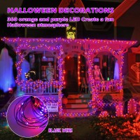 Halloween Solar Outdoor Lights Purple Orange Fairy String Lights 2Pcs 132Ft 360Led Halloween Lights Decorations Outdoor Waterpr