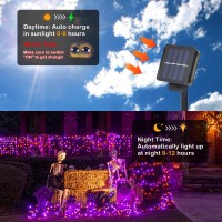 Halloween Solar Outdoor Lights Purple Orange Fairy String Lights 2Pcs 132Ft 360Led Halloween Lights Decorations Outdoor Waterpr